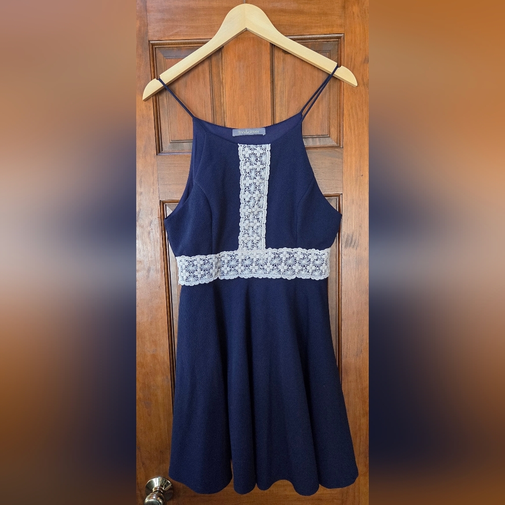 Navy Dress with Lace Detail